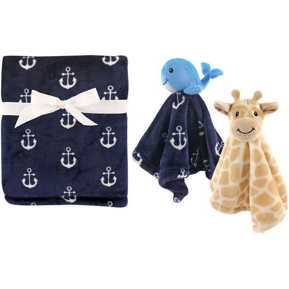 Hudson Baby Boys Plush Blanket with Security Blankets 2 Pack Choose Your Color