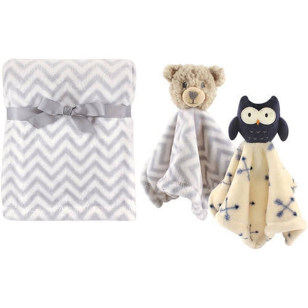 Hudson Baby Boys' Plush Blanket with Security Blankets, 2-Pack, Choose Your Color