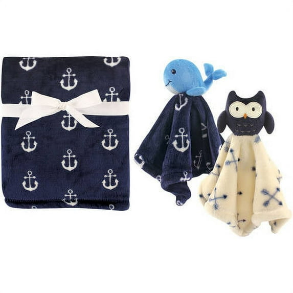 Hudson Baby Boys' Plush Blanket with Security Blankets, 2-Pack, Choose Your Color