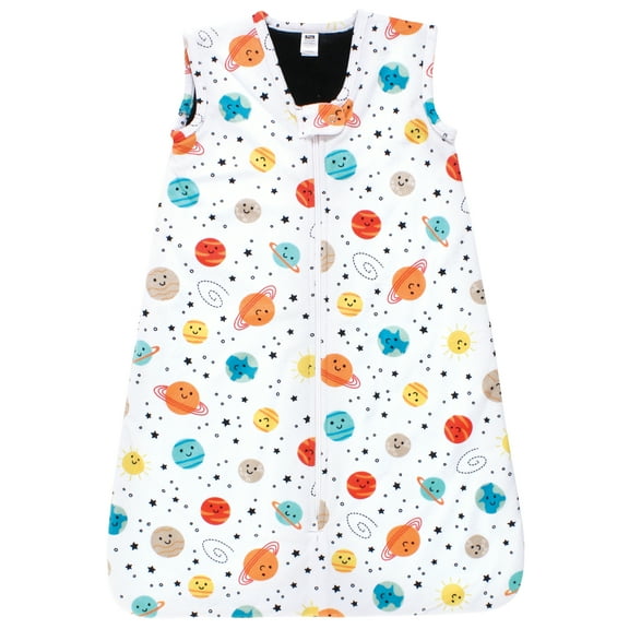 Hudson Baby Boys Plush Faux Fur Sleeping Bag, Wearable Blanket, Happy Planets, 12-18 Months