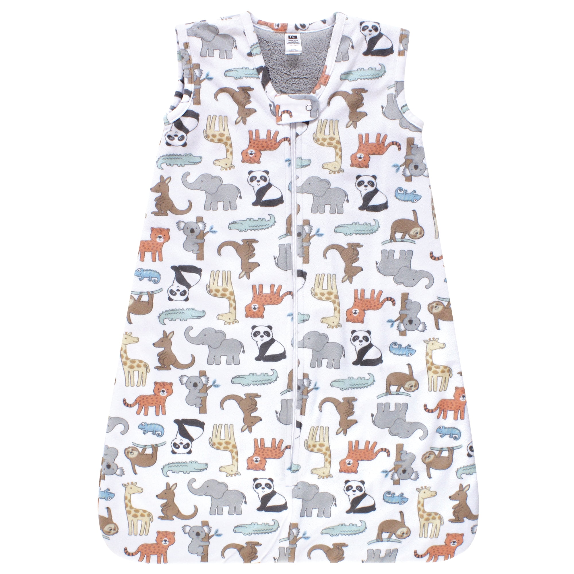 Hudson Baby Boys Plush Faux Fur Sleeping Bag, Wearable Blanket, Zoo Animals, 0-6 Months