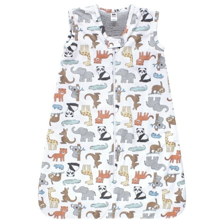 Hudson Baby Boys Plush Faux Fur Sleeping Bag, Wearable Blanket, Zoo Animals, 12-18 Months