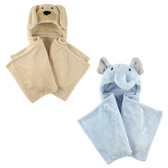 Hudson Baby Boys' Plush Hooded Blanket, 2-Pack, Choose Your Color