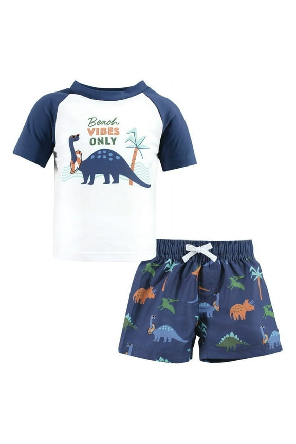 Boys Swim Rashguard Set, Beach Vibe Dino, 3-6 Months