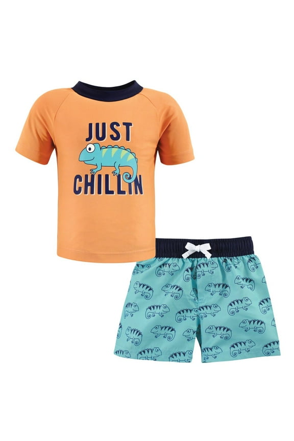 Boys Swim Rashguard Set, Chameleon, 3-6 Months