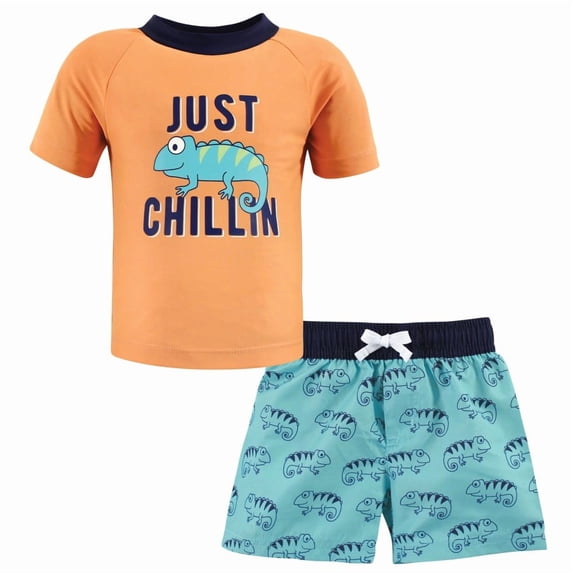 Hudson Baby Boys Swim Rashguard Set, Chameleon, 4T