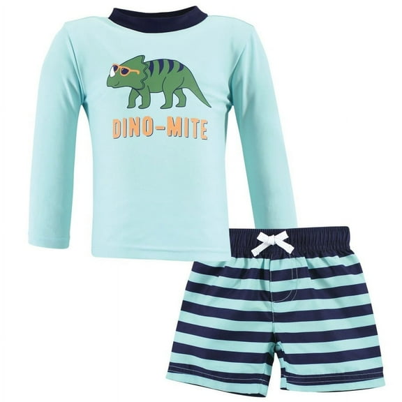 Hudson Baby Boys Swim Rashguard Set, Dino-Mite, 4T