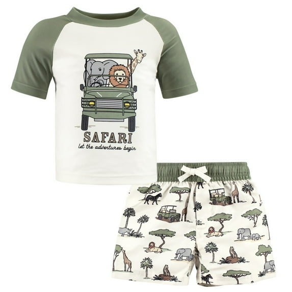 Hudson Baby Boys Swim Rashguard Set, Going On Safari, 6-9 Months