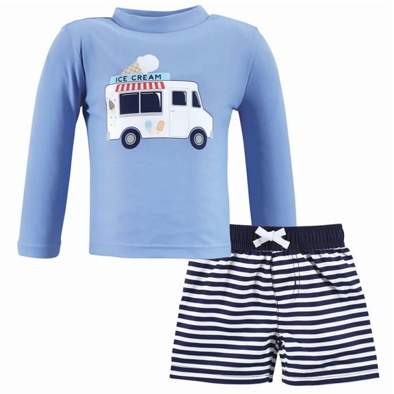 Hudson Baby Boys Swim Rashguard Set, Ice Cream Truck, 3-6 Months