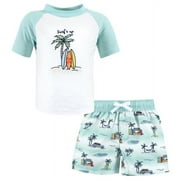 Hudson Baby Boys Swim Rashguard Set, Mint Surfer, 3-6 Months