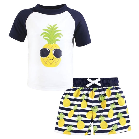 Hudson Baby Boys Swim Rashguard Set, Pineapple, 2T