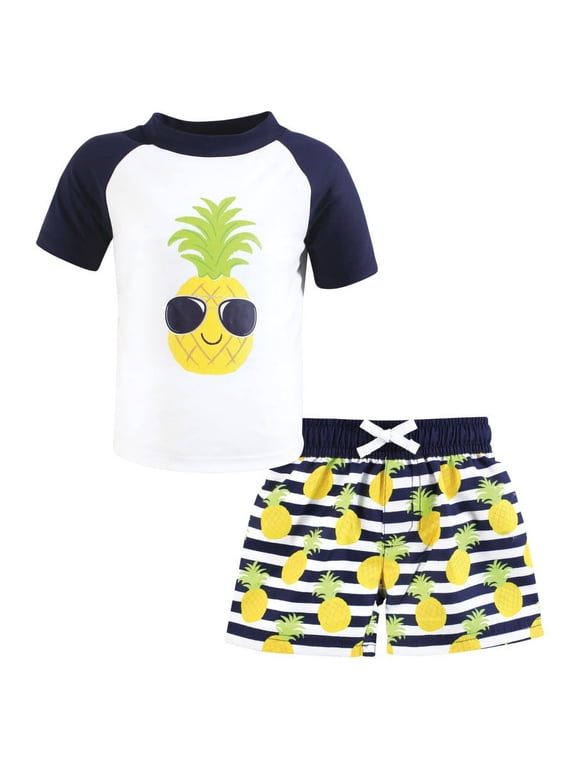 Boys Swim Rashguard Set, Pineapple, 2T