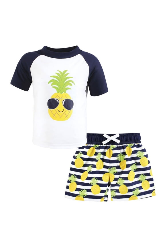 Boys Swim Rashguard Set, Pineapple, 5T