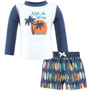 Hudson Baby Boys Swim Rashguard Set, Ride The Waves, 3-6 Months