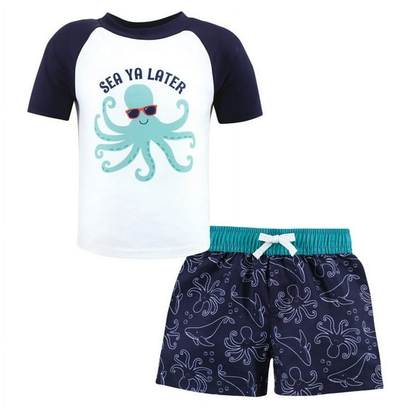 Hudson Baby Boys Swim Rashguard Set, Sea Octopus, 5T