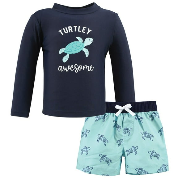 Hudson Baby Boys Swim Rashguard Set, Sea Turtle, 3-6 Months