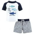 thumbnail image 1 of Hudson Baby Boys Swim Rashguard Set, Shark Expert, 3T, 1 of 4