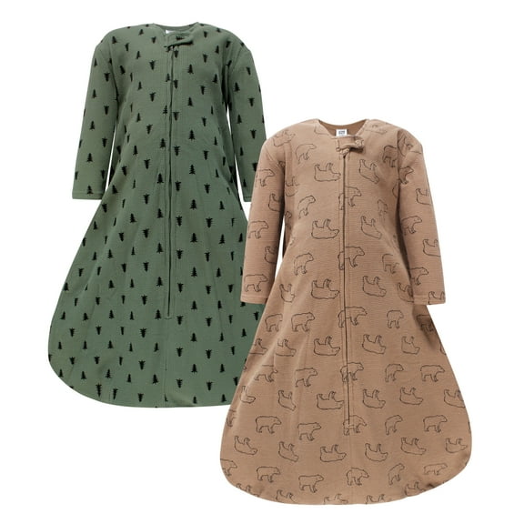 Hudson Baby Boys Thermal Long Sleeve Sleeping Bag 2pk, Bear Tree, 12-18 Months