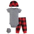 thumbnail image 1 of Hudson Baby Boys Thermal Preemie Layette Set 4pc Short Sleeve Outfit, Buffalo Plaid, Preemie, 1 of 2