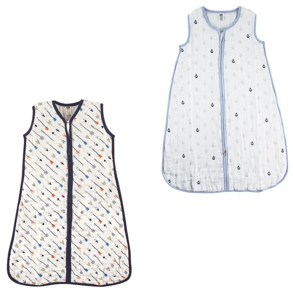 Hudson Baby Boys' Wearable Muslin Sleeping Bag, 2-Pack, Choose Your Color and Size