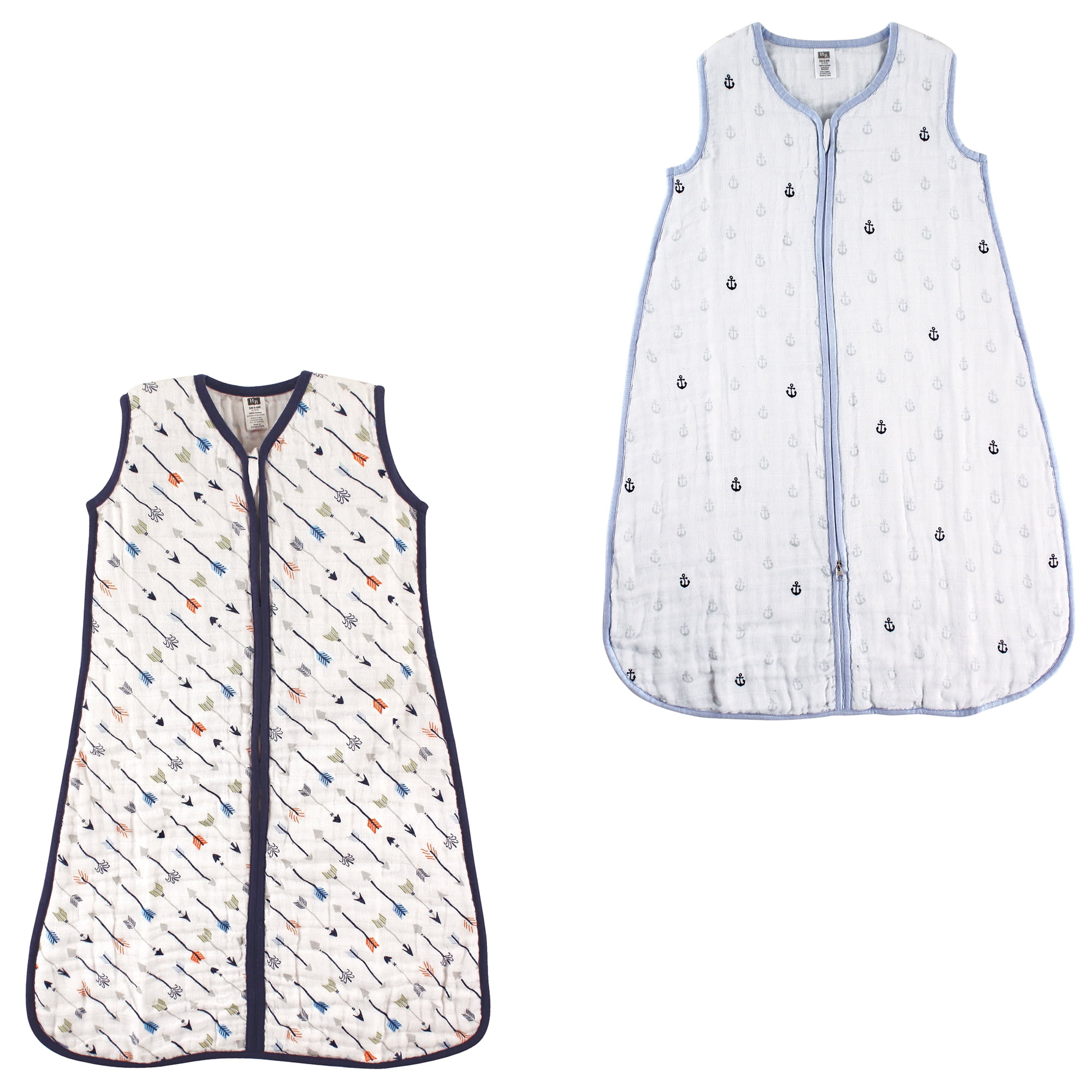 Hudson Baby Boys' Wearable Muslin Sleeping Bag, 2-Pack, Choose Your Color and Size