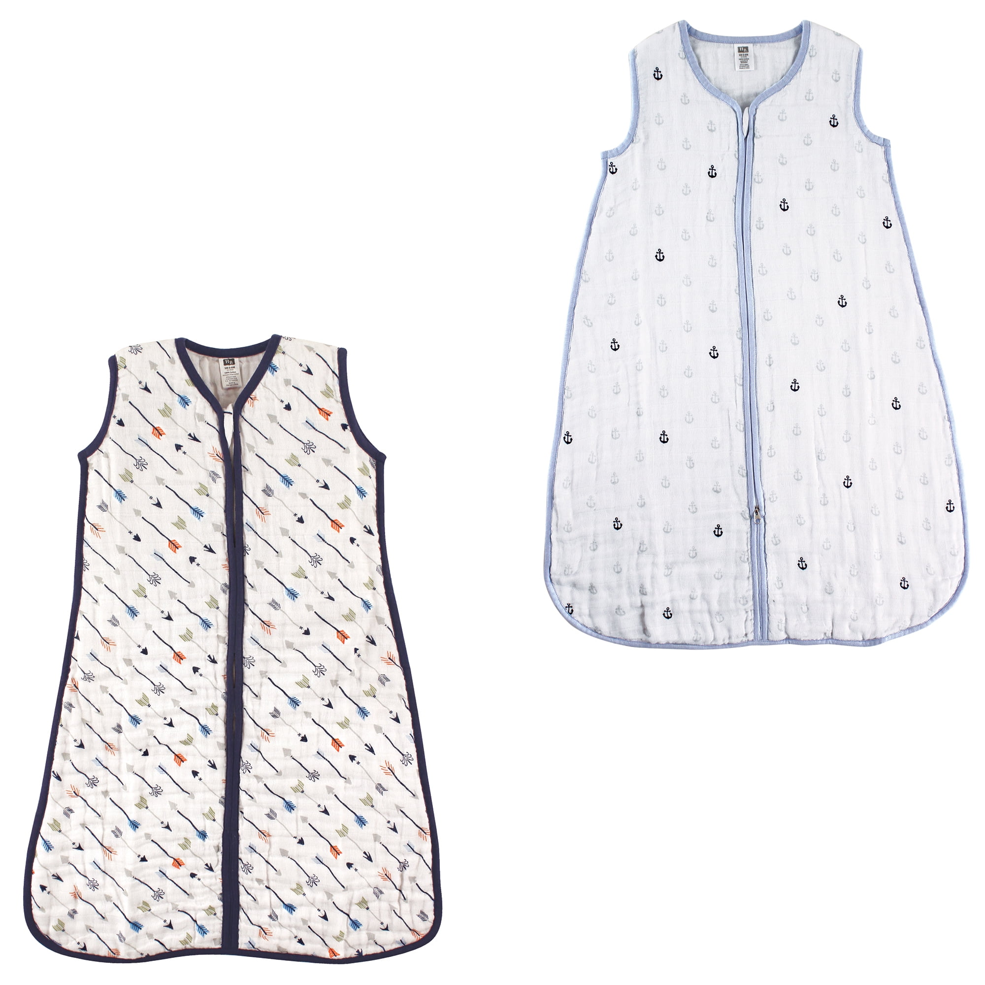 Hudson Baby Boys' Wearable Muslin Sleeping Bag, 2-Pack, Choose Your Color and Size