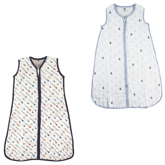 Hudson Baby Boys' Wearable Muslin Sleeping Bag, 2-Pack, Choose Your Color and Size