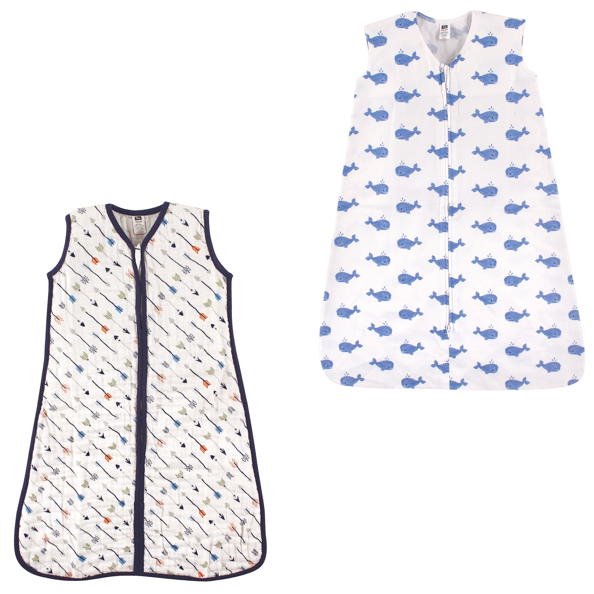 Hudson Baby Boys' Wearable Muslin and Jersey Cotton Sleeping Bag, 2-Pack, Choose Your Color and Size