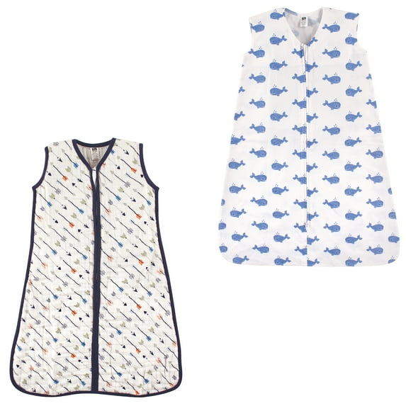 Hudson Baby Boys' Wearable Muslin and Jersey Cotton Sleeping Bag, 2-Pack, Choose Your Color and Size