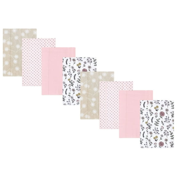 Hudson Baby Boys and Girls Cotton Poly Flannel Burp Cloths 8-Pack, Dandelion Wish, One Size