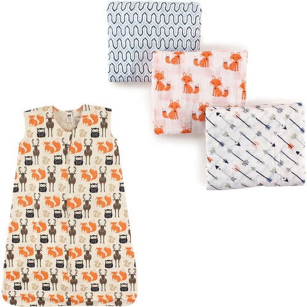 Hudson Baby Boys' and Girls' Muslin Swaddle Blanket (3-Pack) and Wearable Cotton Jersey Sleeping Bag, Choose Your Color and Size