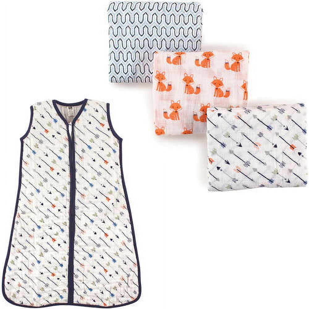Hudson Baby Boys' and Girls' Muslin Swaddle Blanket (3-Pack) and Wearable Muslin Sleeping Bag, Choose Your Color and Size