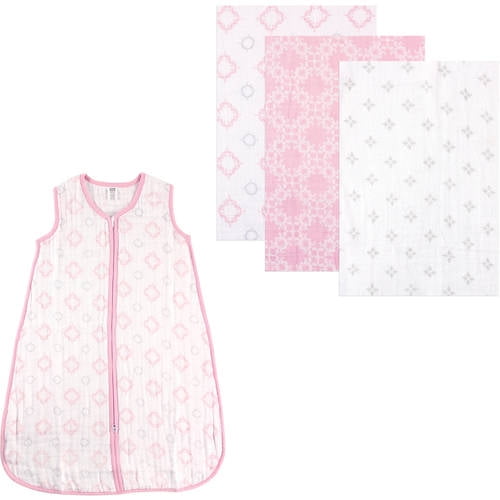 Hudson Baby Boys' and Girls' Muslin Swaddle Blanket (3-Pack) and Wearable Muslin Sleeping Bag, Choose Your Color and Size