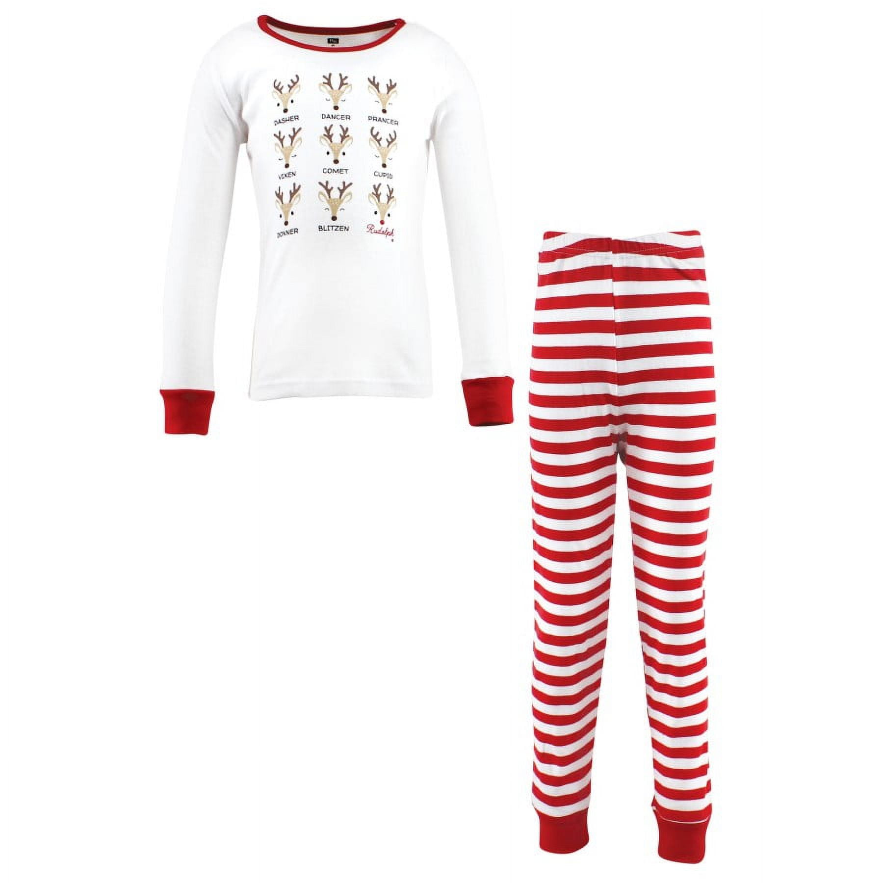 Hudson Baby Child Cotton Pajama Set, Santas Reindeer, 8 Years
