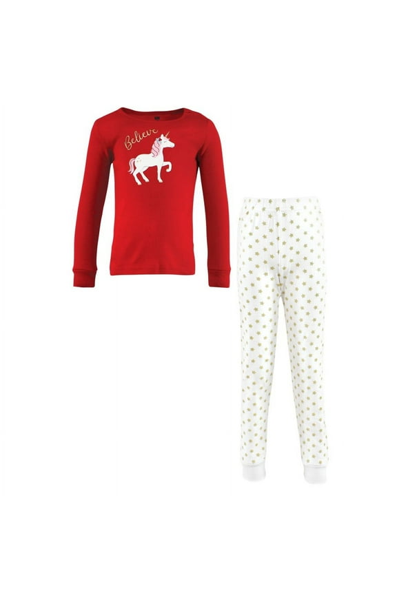 Child Girl Cotton Pajama Set, Christmas Unicorn, 8 Years