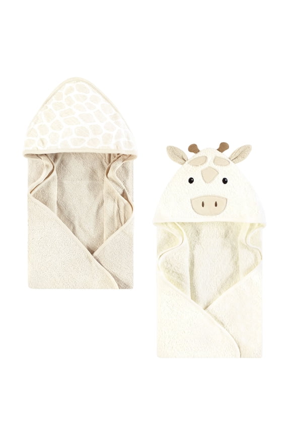 Cotton Animal Face Hooded Towel, Beige Giraffe, One Size