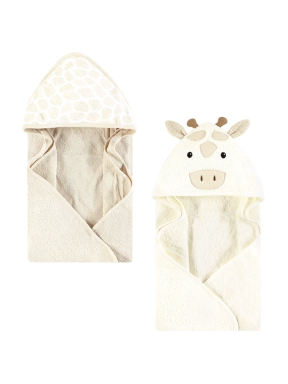 Unisex Baby Cotton Poly Animal Face Hooded Towel, Beige Giraffe, One Size