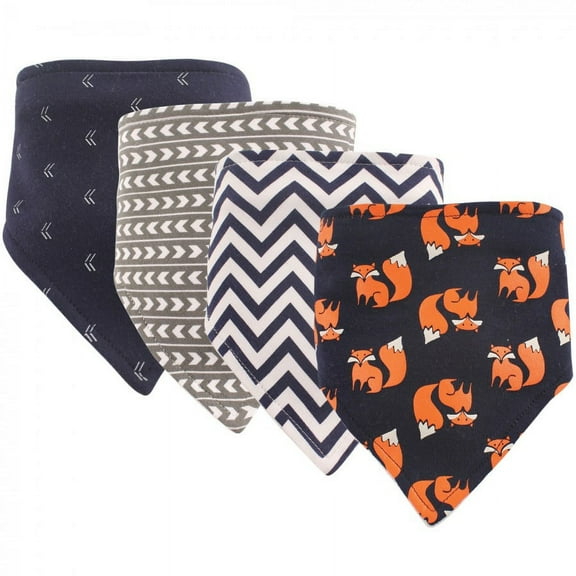 Hudson Baby Cotton Bandana Bibs, 4-Pack, 0-3 Months