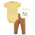 thumbnail image 1 of Hudson Baby Cotton Bodysuit, Pant and Bib Set, Kind Human, 3-6 Months, 1 of 5