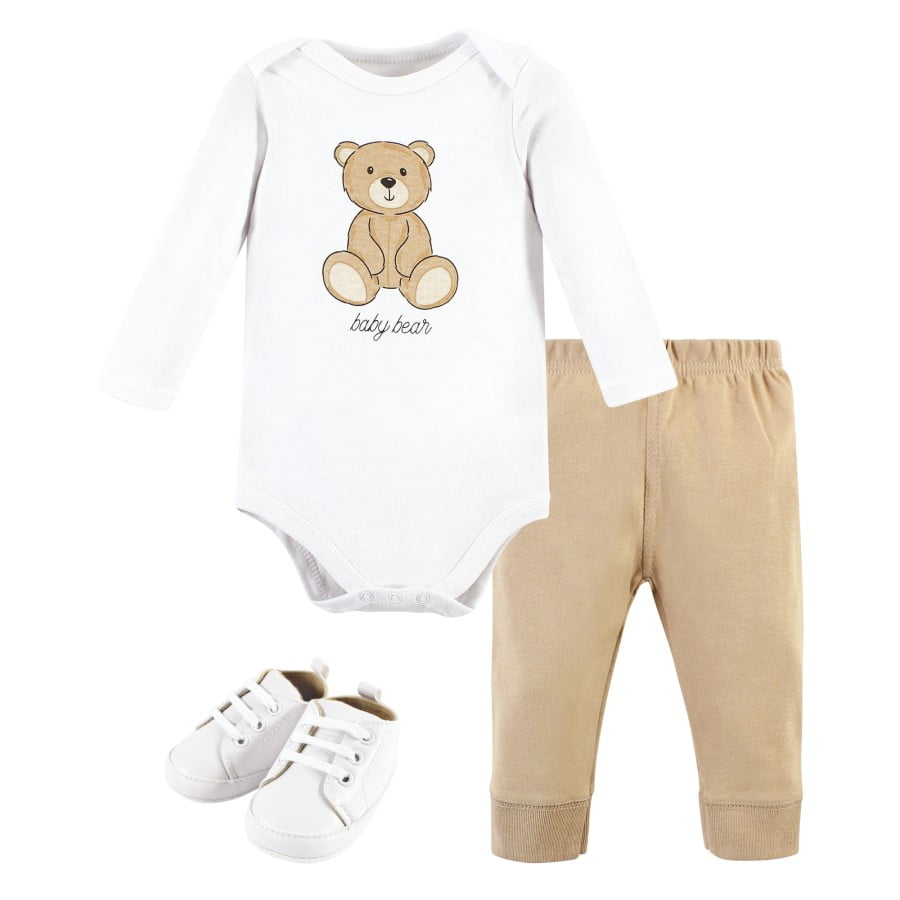 0-3M Beige 2pc Baby Bodysuit & Pants Set - Cuddlesome