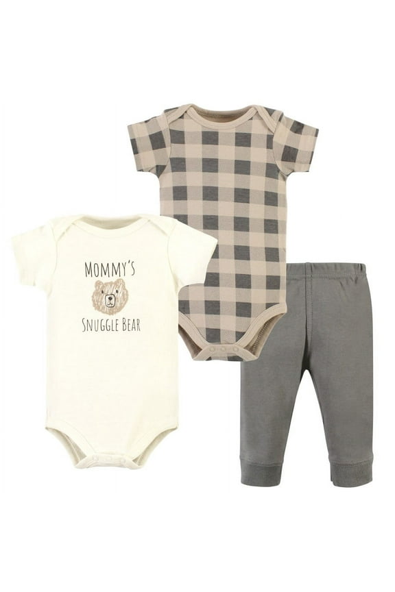 Cotton Bodysuit and Pant Set, Snuggle Bear Short Sleeve, 12-18 Months
