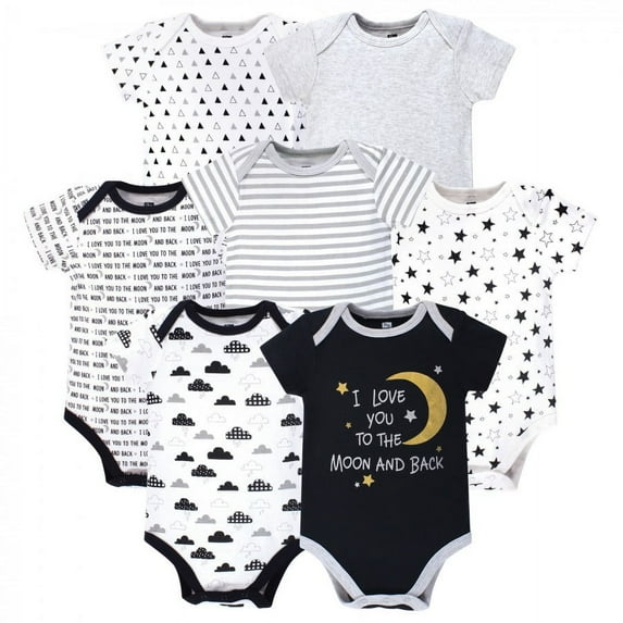 Hudson Baby Cotton Bodysuits 7pk, Moon And Back, 0-3 Months