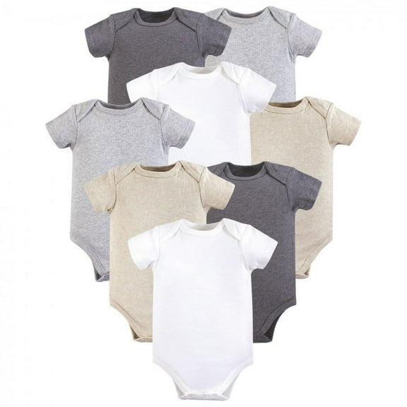 Hudson Baby Cotton Bodysuits 8pk, Heather Gray, 3-6 Months