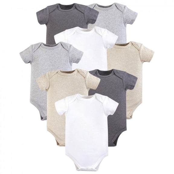 Hudson Baby Cotton Bodysuits 8pk, Heather Gray, 6-9 Months