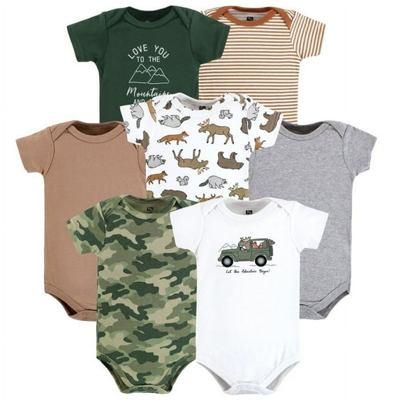 Hudson Baby Cotton Bodysuits, Animal Adventure, 3-6 Months