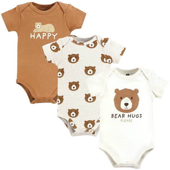 Hudson Baby Cotton Bodysuits, Bear Hugs, 0-3 Months