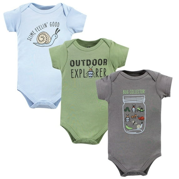 Hudson Baby Cotton Bodysuits, Bugs 3-Pack, 6-9 Months