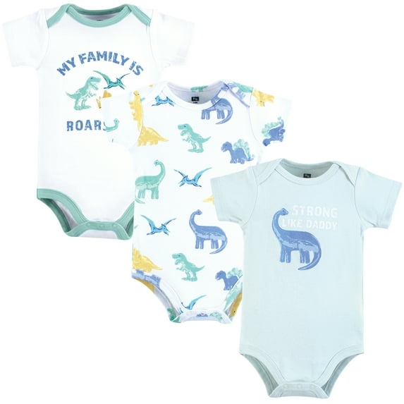 Hudson Baby Cotton Bodysuits, Family Dino, 9-12 Months