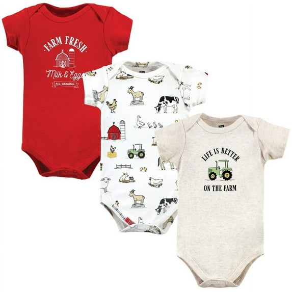 Hudson Baby Cotton Bodysuits, Farm Fresh, 0-3 Months