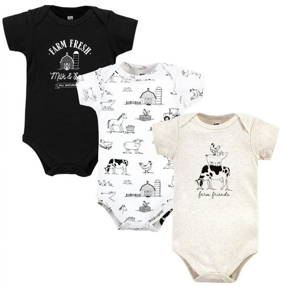 Hudson Baby Cotton Bodysuits, Farm Friends, 6-9 Months